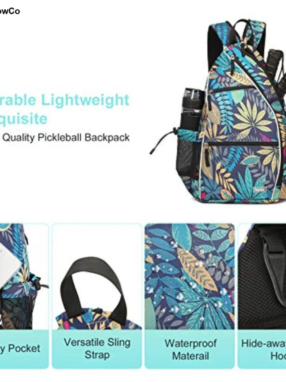 Convertible Pickleball Backpack Sling Bag Padded Laptop Sleeve Water Repellent